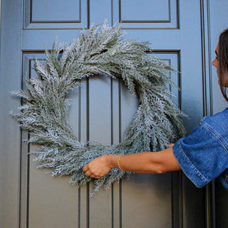30" Flocked Cedar Wreath