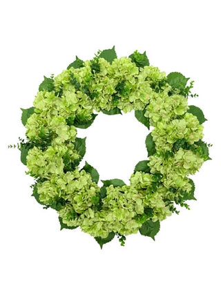 Green floral wreath on a white background