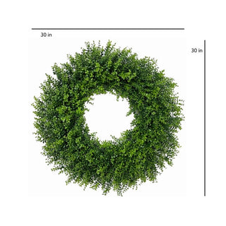 Green wreath with dimensions on a white background