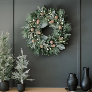 30" Flocked Woodland Pine & Berry Wreath