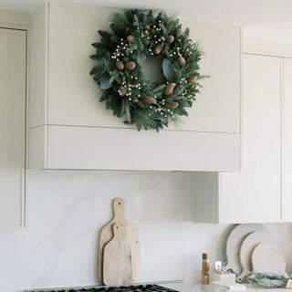 30" Flocked Woodland Pine & Berry Wreath