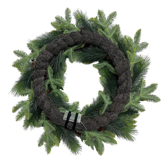 26" Red Magnolia, Pinecone & Berry Wreath