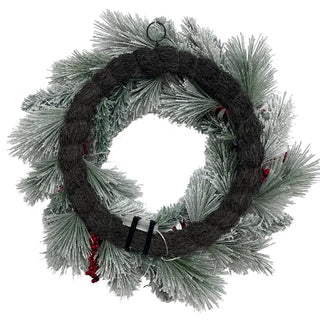 26" Flocked Pinecone, Berry & Ornament Wreath
