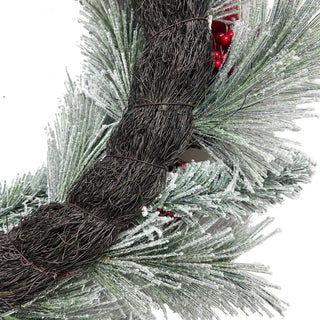 26" Flocked Pinecone, Berry & Ornament Wreath
