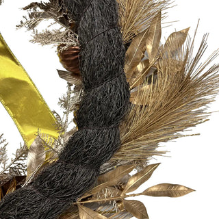 26" Gold Bow, Pinecone & Ornament Wreath