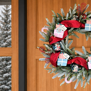 Disney Mickey and Minnie Mouse Flocked Christmas Wreath