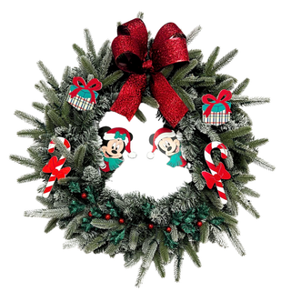 Disney Seasons Greetings Mickey and Minnie Mouse Christmas Wreath
