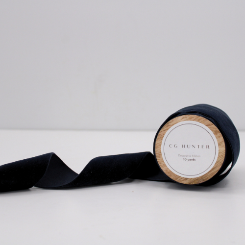 Wide Hand Dyed Velvet Ribbon Dark Blue