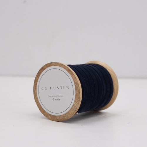Narrow Hand Dyed Velvet Ribbon Dark Blue
