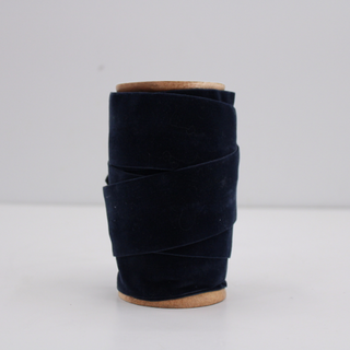 CG Hunter Handmade Wide Velvet Ribbon in Dark Blue - Luxurious spool showcasing a plush velvet texture, perfect for elegant gift wrapping and decor, 10 yards per spool.